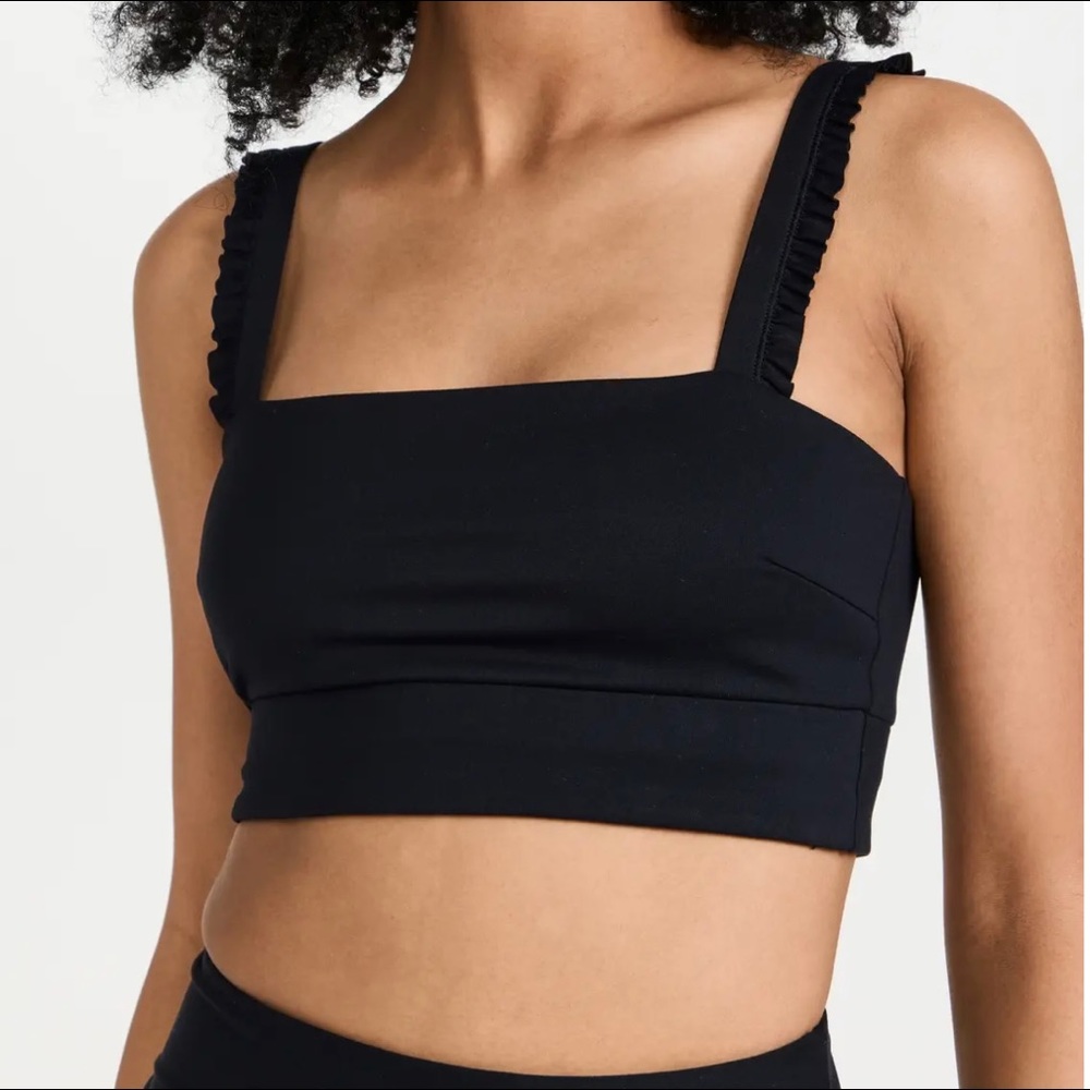 NWT Sincerely Jules x Bandier Black Rue Ruffle Sports Bra sz XS
